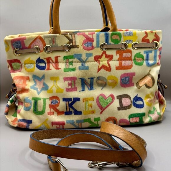 Dooney And Bourke Graffiti Spell Out Purse Coated Canvas Y2K with Strap - Picture 1 of 7